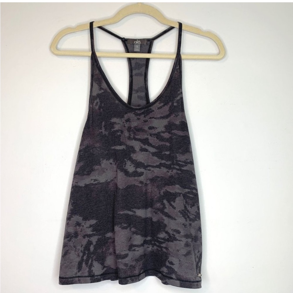 ALO YOGA Gray Black Camo Racerback Tank Sz M